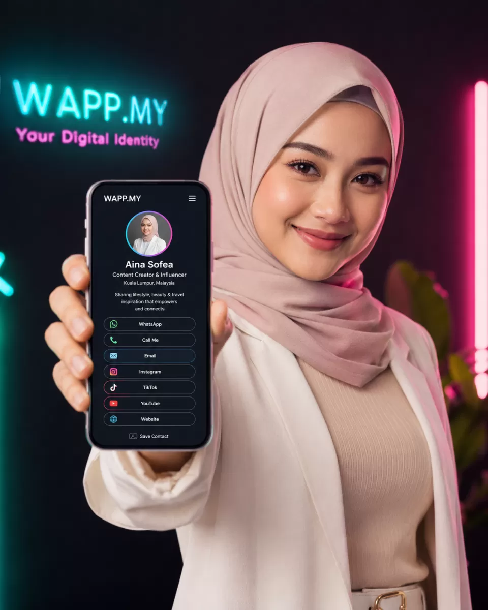 WAPP.MY vCard sample: Aina Sofea, Lifestyle Creator digital business card with contact details